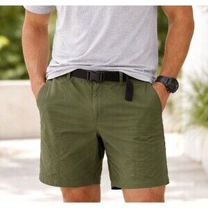 Lands' End Hiking Shorts Men's XL 40-42 Lightweight Ripstop Moss Green Outdoor